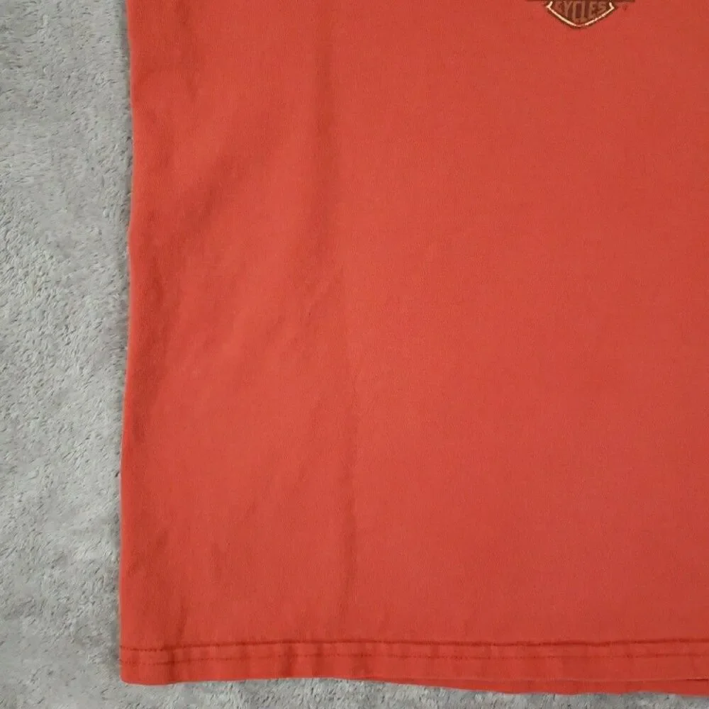 Harley Davidson T Shirt Short Sleeve Biker Bob's Motown MI Orange Men Sz M